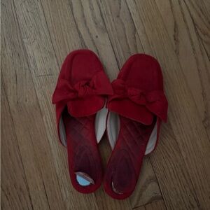 Amazon Red Women's Mules with Bow Detail